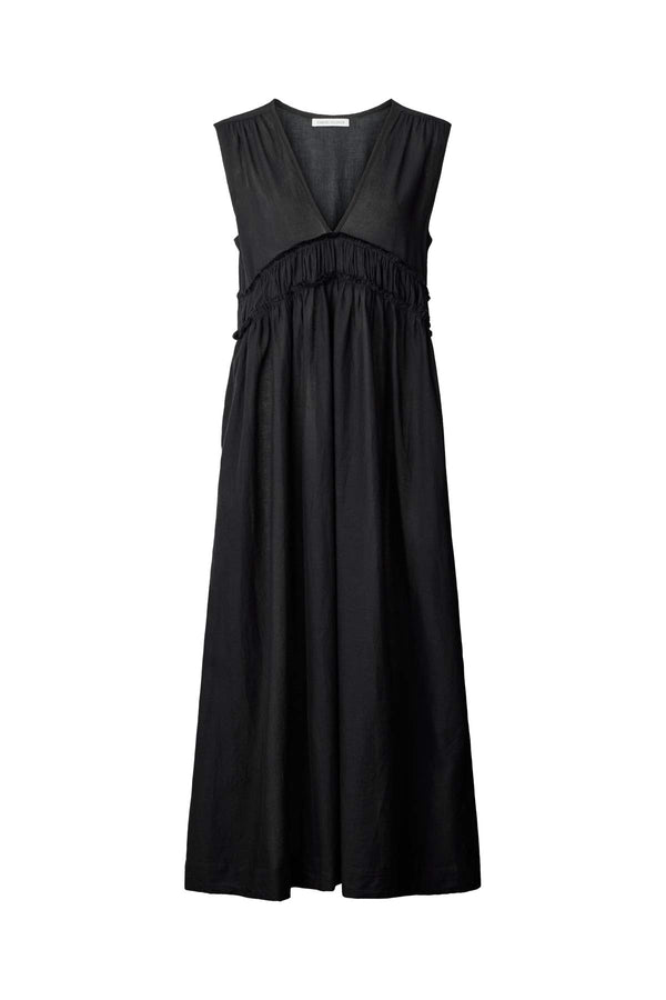 Rabens Saloner Harmonie Cotton Long Dress I Black