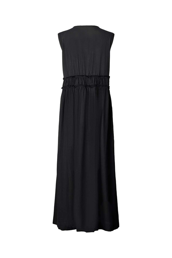 Rabens Saloner Harmonie Cotton Long Dress I Black