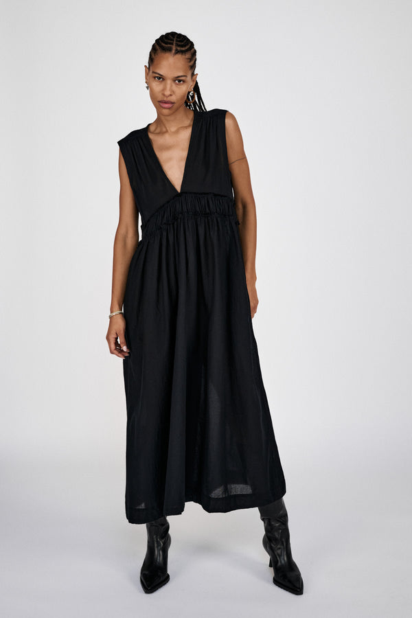 rabens saloner Harmonie Cotton long dress I Black