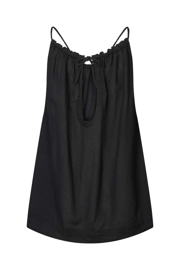 Rabens Saloner Hoda Cotton Halter Top I Black