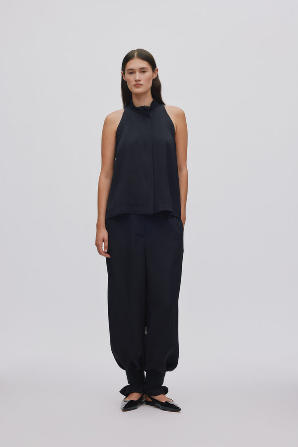 Rabens Saloner Kaley Grossgrain Halter Top I Black