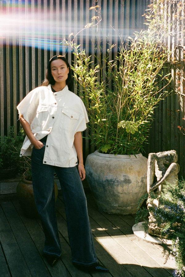 Rabens Saloner Mir Denim Vest Jacket I Ecru