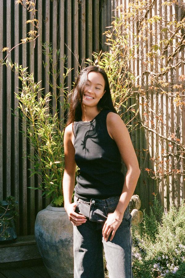 Rabens Saloner Nelle Rib Jersey Tank I Black