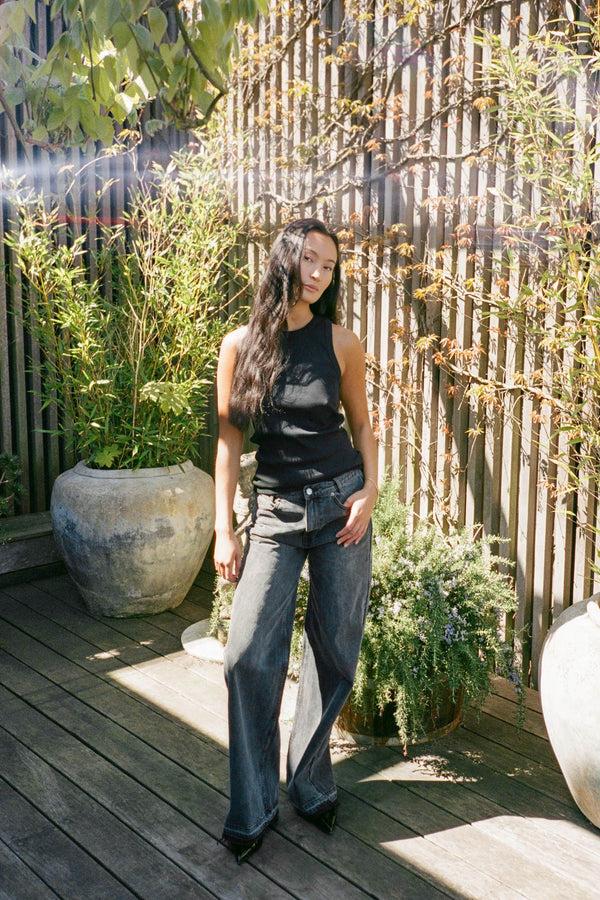 Rabens Saloner Nelle Rib Jersey Tank I Black