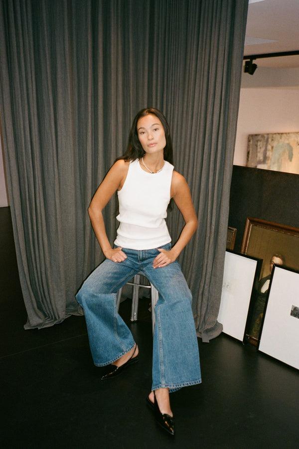 Rabens Saloner Nelle Rib Jersey Tank I White