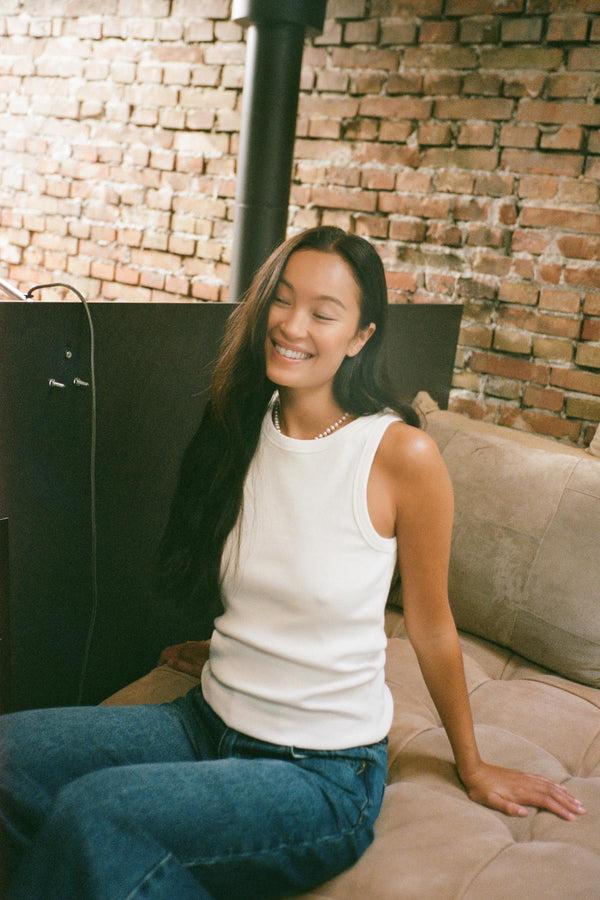 Rabens Saloner Nelle Rib Jersey Tank I White