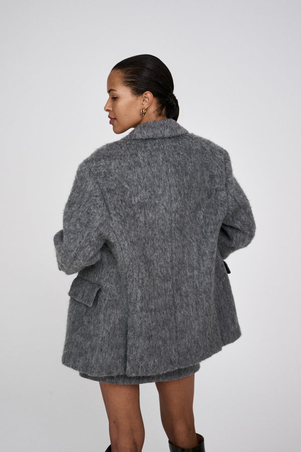Rabens Saloner Nyara Fuzzy Jacket I Grey Melange