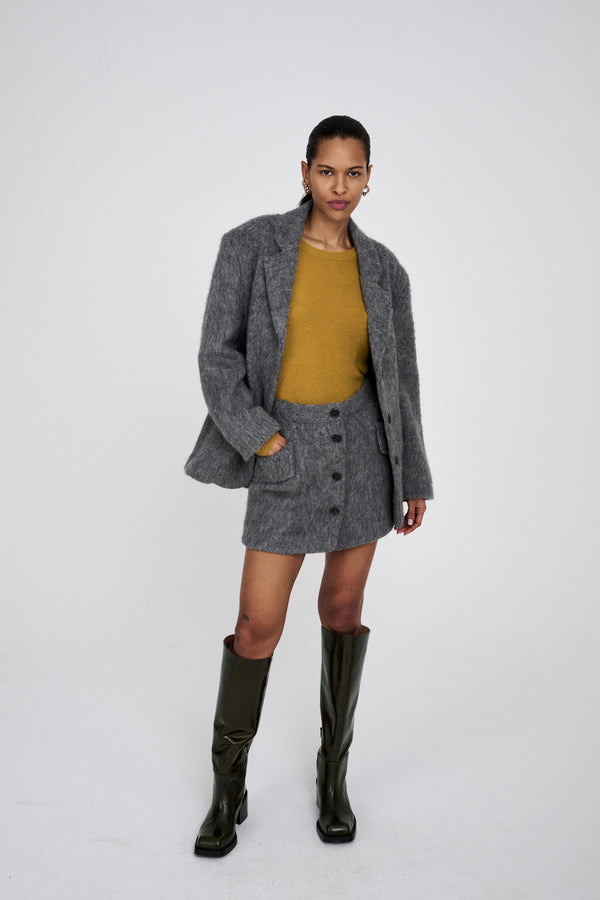 rabens saloner Nyara Fuzzy jacket I Grey melange