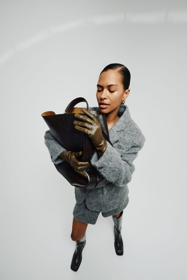 Rabens Saloner Olympia Fuzzy Skirt I Grey Melange