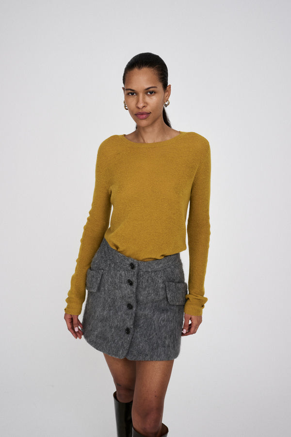 rabens saloner Olympia Fuzzy skirt I Grey melange
