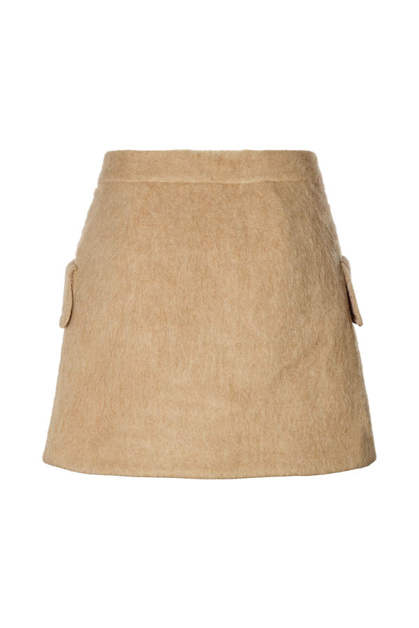 Rabens Saloner Olympia Fuzzy Skirt I Oatmeal