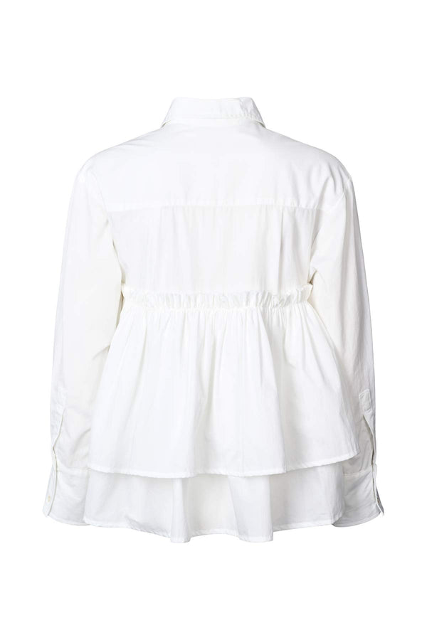 Rabens Saloner Shaker Poplin Frill Shirt I White
