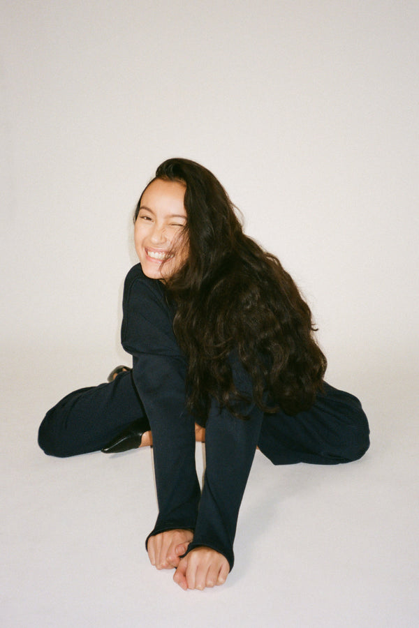 Rabens Saloner Sheela Sweat Drawstring Top I Navy