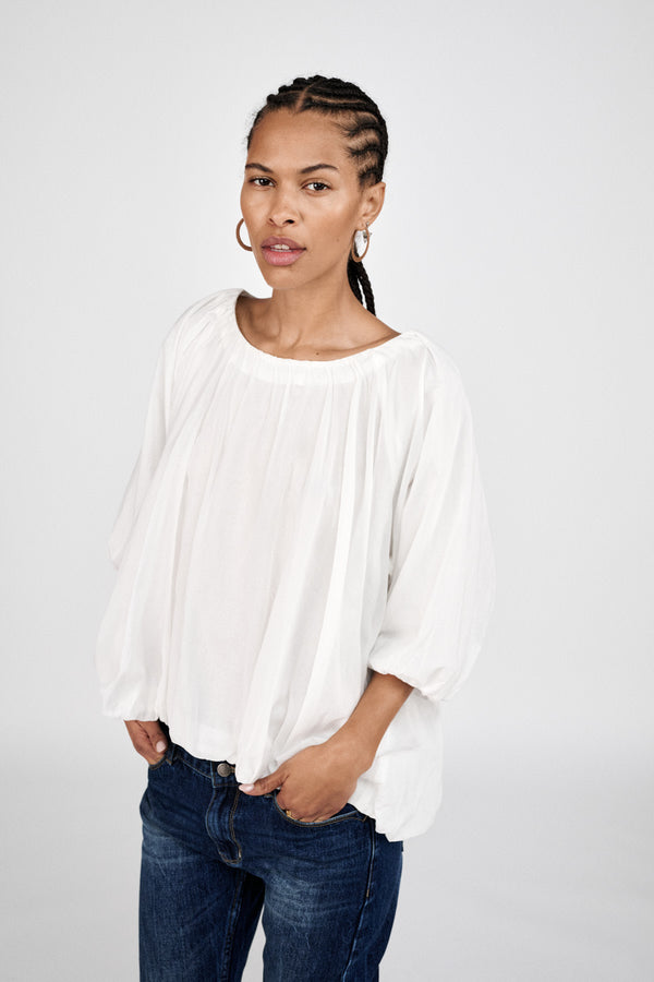 Rabens Saloner Rachelle Voile Cloud Blouse I Dry Bark