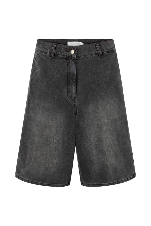 rabens saloner Raha Denim black wide shorts I Washed black denim