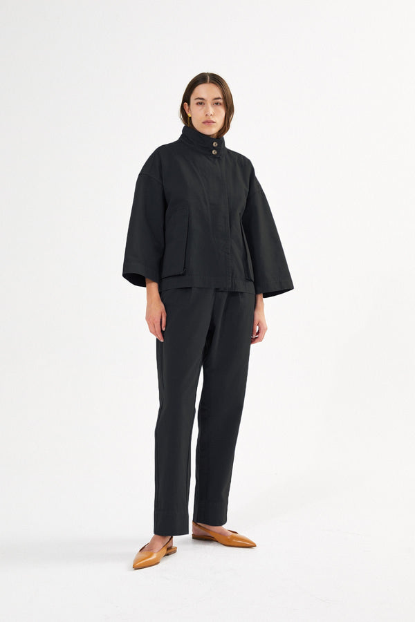 Rabens Saloner Raina Canvas Light Pleat Pant I Faded Black