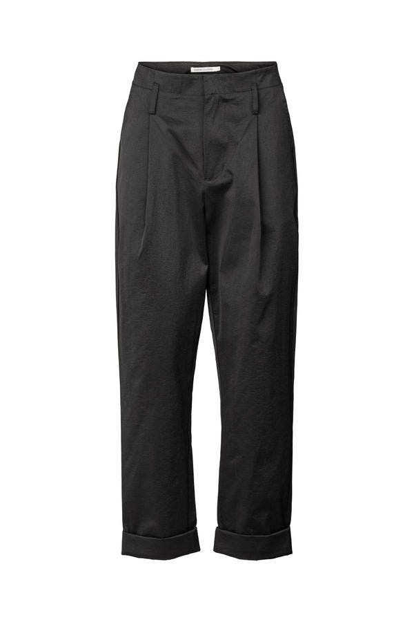 Rabens Saloner Raina Cotton Fusion Pleat Pants I Pirate Black