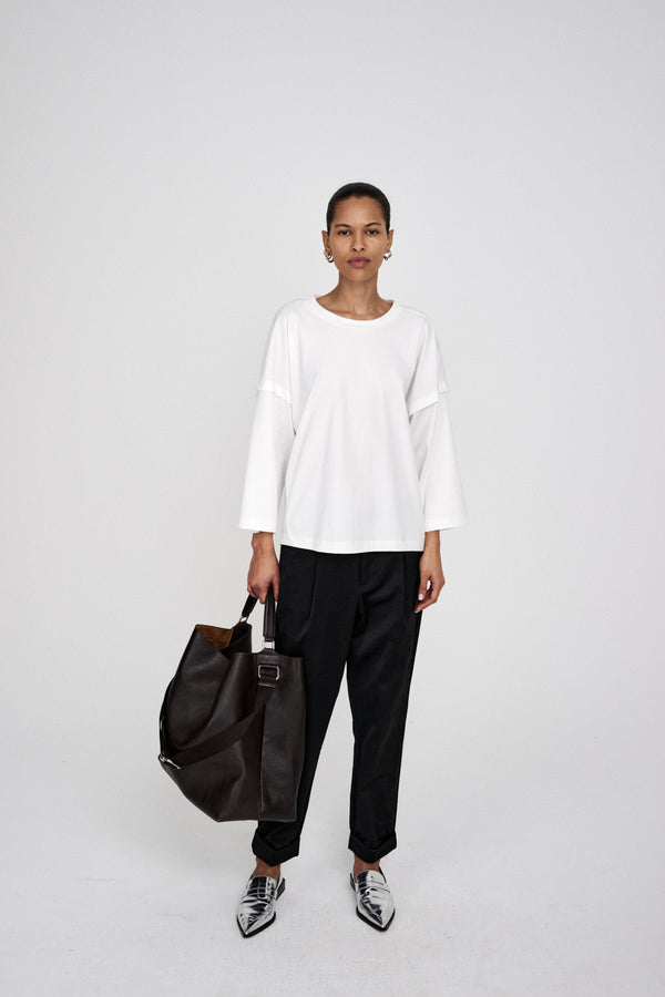 rabens saloner Raina Cotton fusion pleat pants I Pirate black