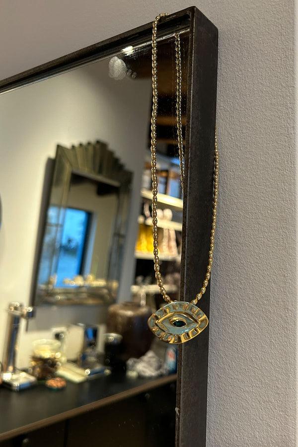 Rabens Saloner Rice Bead Necklace W/ Giant Eye Pendant Nafsu I Gold