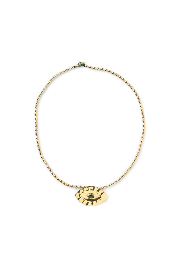 rabens saloner Rice Bead Necklace w/ Giant Eye Pendant Nafsu I Gold