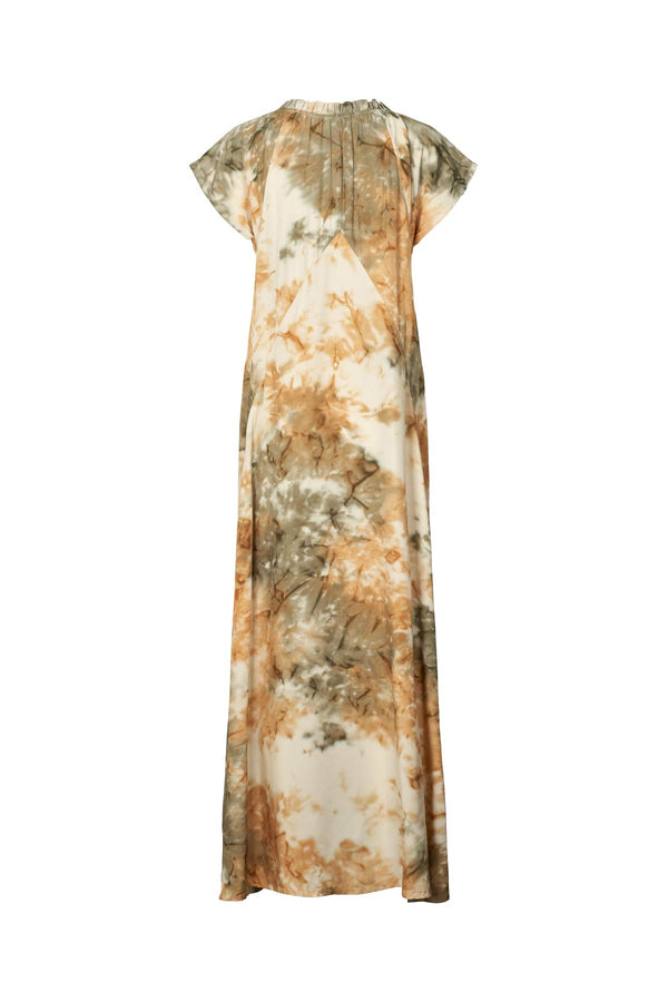 Rabens Saloner Rosie Abstract Frill Neck Dress I Forest Combo