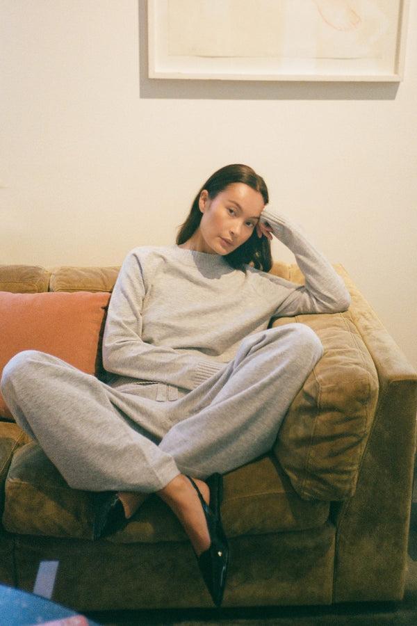 Rabens Saloner Ruca Knit Lounge Boxy Sweater I Grey Melange