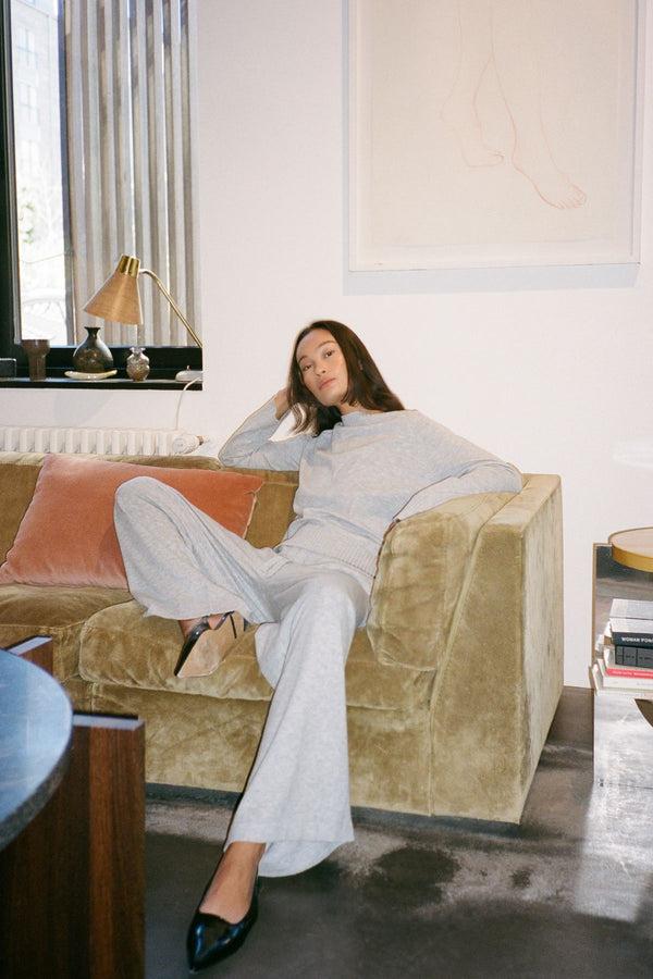 Rabens Saloner Ruca Knit Lounge Boxy Sweater I Grey Melange