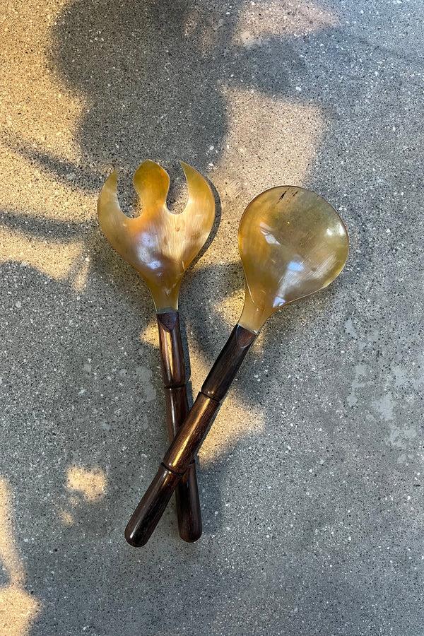 Rabens Saloner Salad Servers Horn Salad Servers I Nature Combo