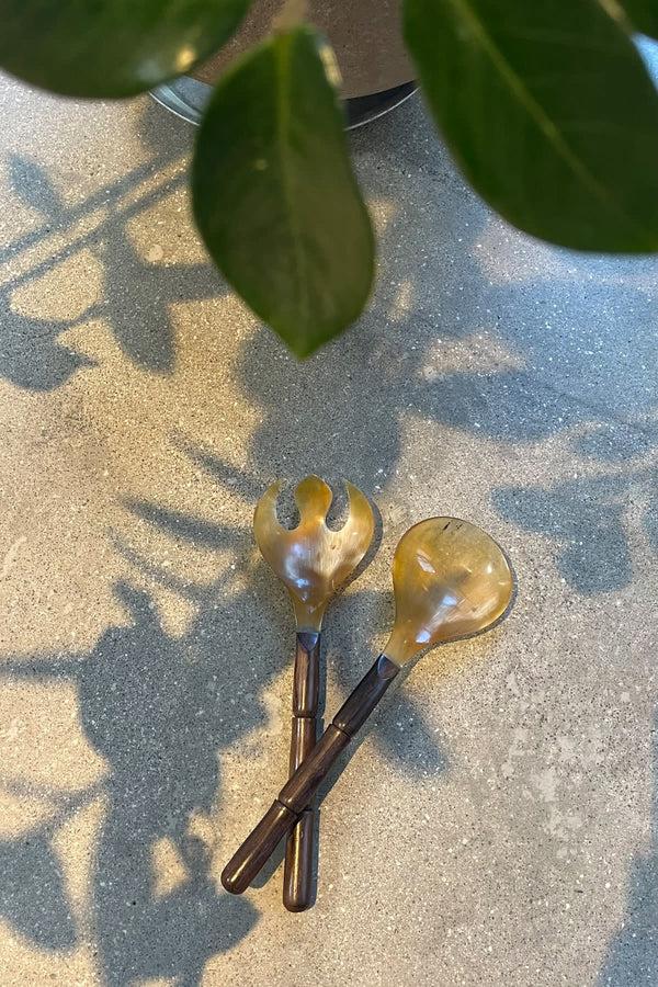 rabens saloner Salad Servers Horn Salad Servers I Nature Combo