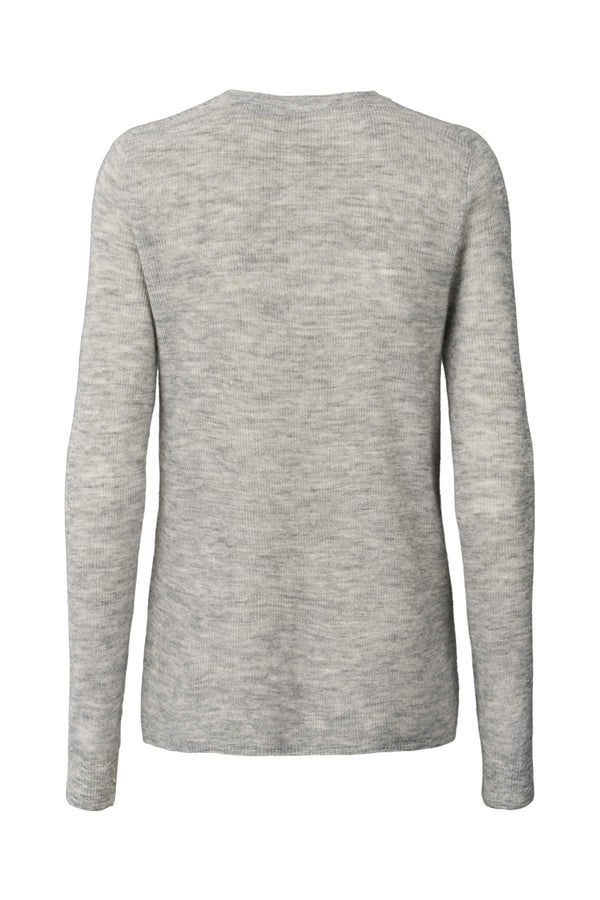 Rabens Saloner Shauna Waffled Knit Long Sleeve Top I Grey Melange