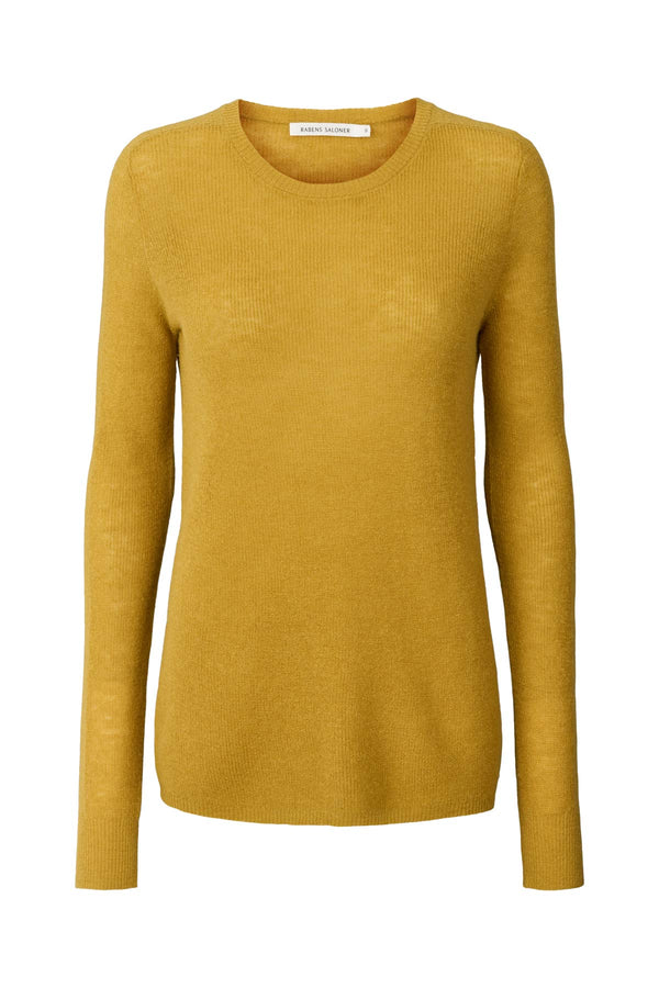 Rabens Saloner Shauna Waffled Knit Long Sleeve Top I Mustard