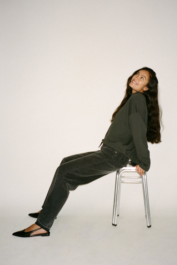 Rabens Saloner Sheela Sweat Drawstring Top I Faded Black