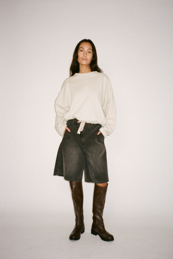 Rabens Saloner Sheela Sweat Drawstring Top I Oyster