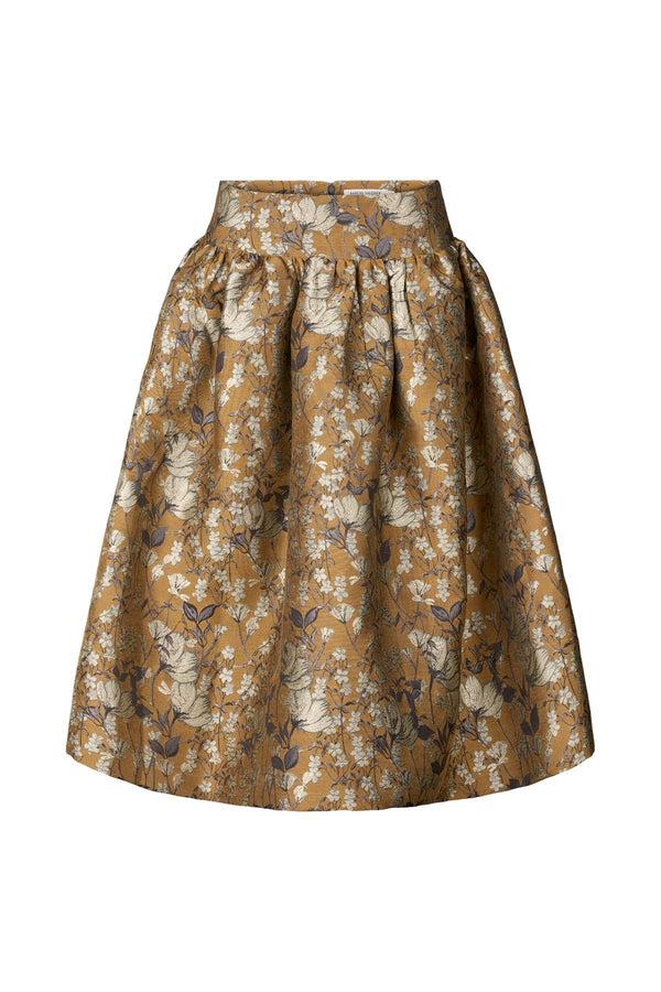 Rabens Saloner Silke Ottoman Jacquard Full Skirt I Golden Combo