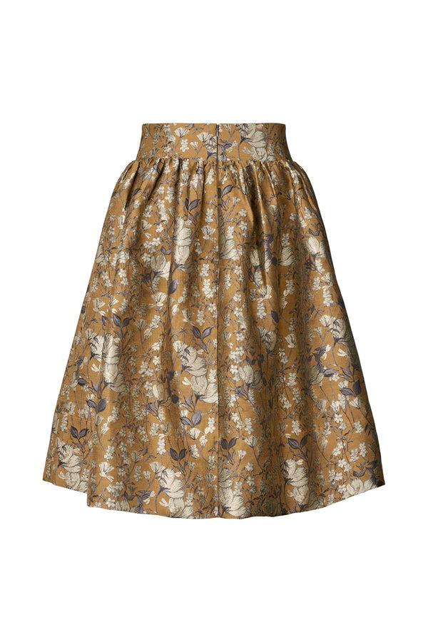 Rabens Saloner Silke Ottoman Jacquard Full Skirt I Golden Combo