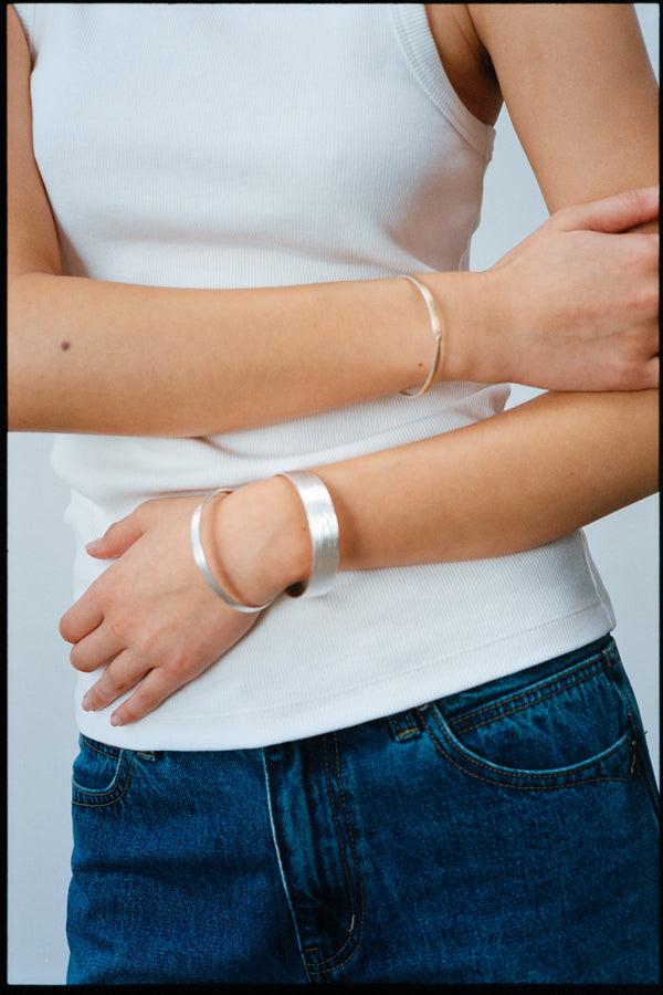 Rabens Saloner Slim Hammered Bracelet Rabens Momento I Gold With Silver