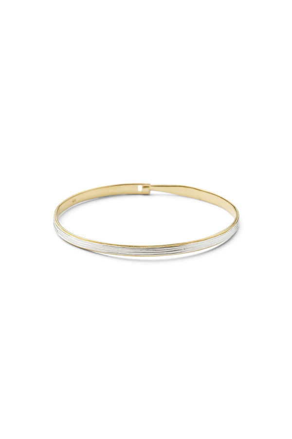 rabens saloner Slim hammered bracelet Rabens Momento I Silver with Gold