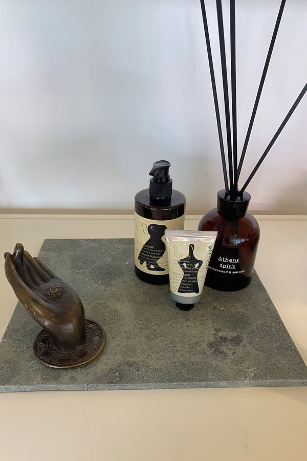 Rabens Saloner Squared Marble Plate Marble Plate 30x26 Cm I Green Stone