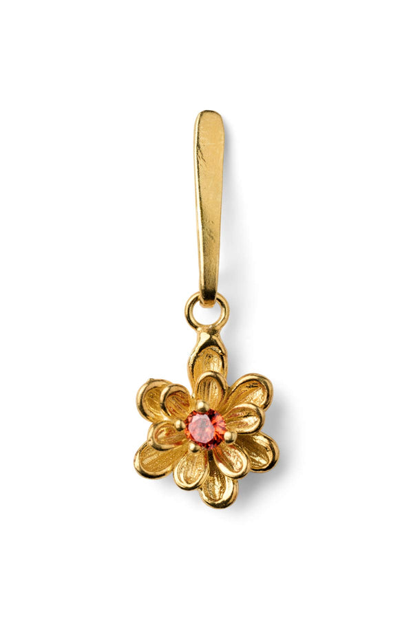 rabens saloner Stem Flower Stud Nafsu I Gold w/ orange stone