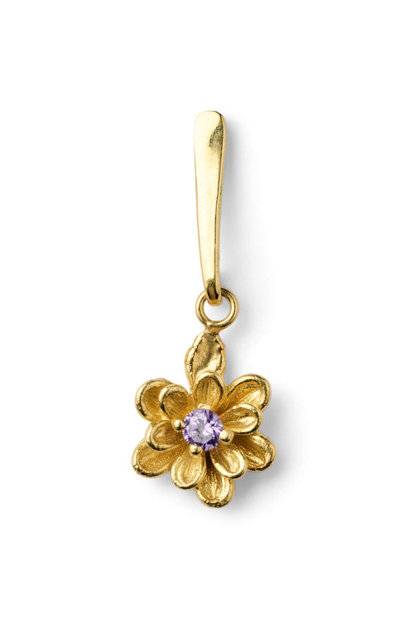 Rabens Saloner Stem Flower Stud Nafsu I Gold W/ Purple Stone
