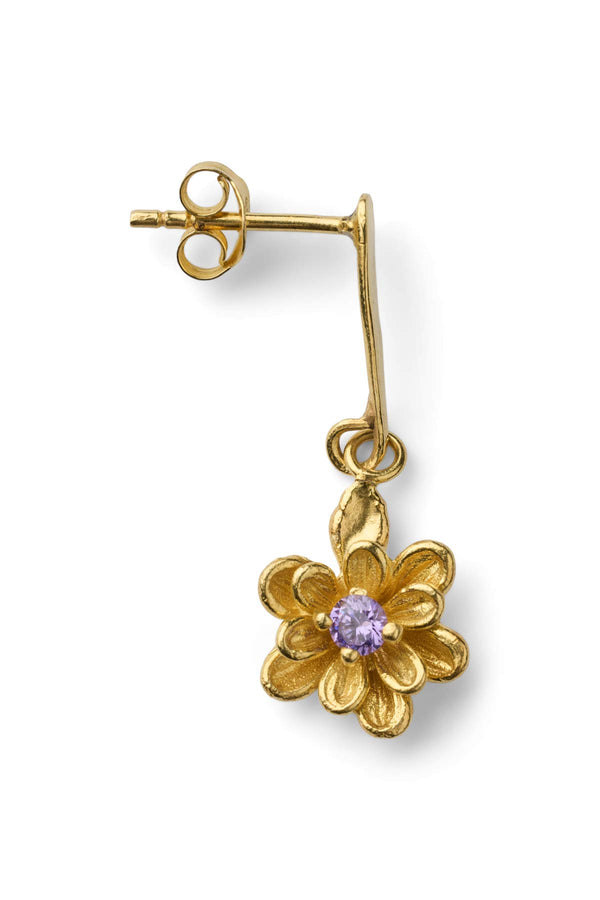 rabens saloner Stem Flower Stud Nafsu I Gold w/ purple stone