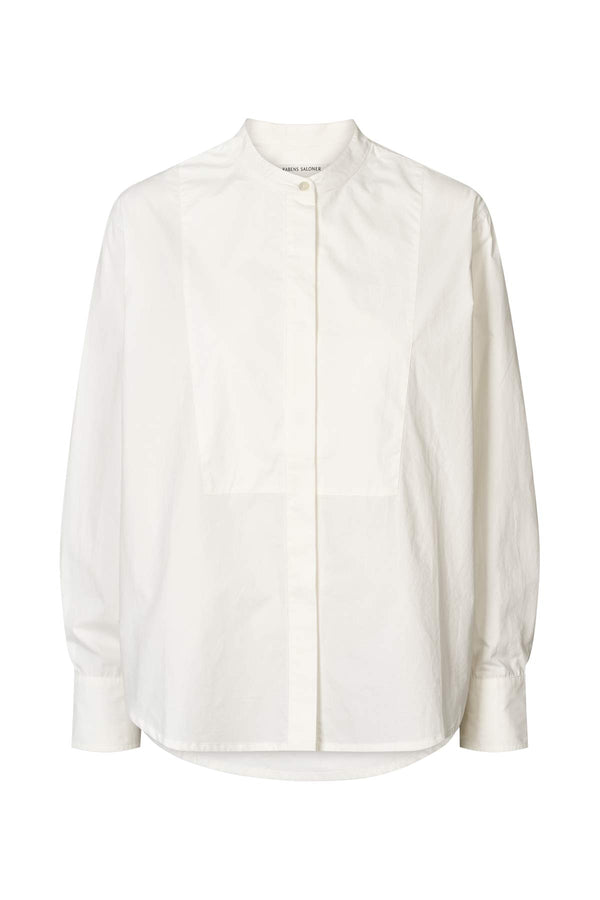rabens saloner Sunny Crisp cotton bib front shirt I White