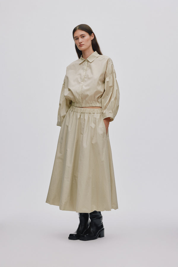 Rabens Saloner Teah Poplin Cloud Skirt I Pelican Grey