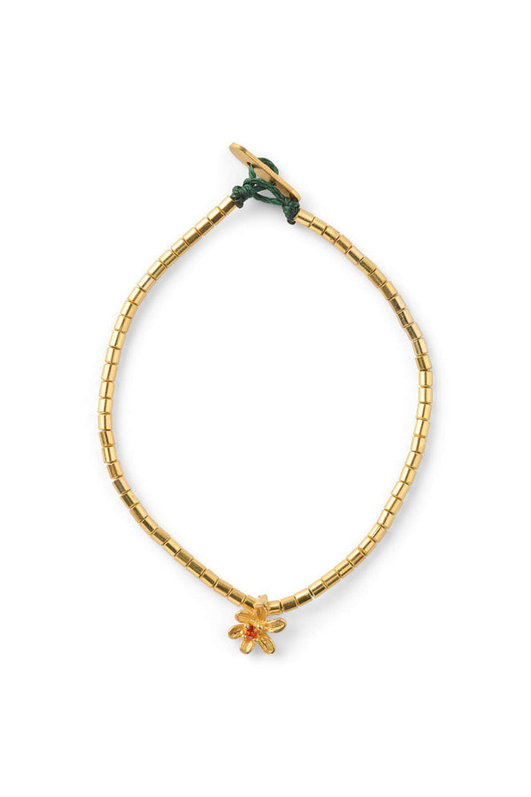 rabens saloner Tube Bead Flower Bracelet Nafsu I Gold w/ orange stone