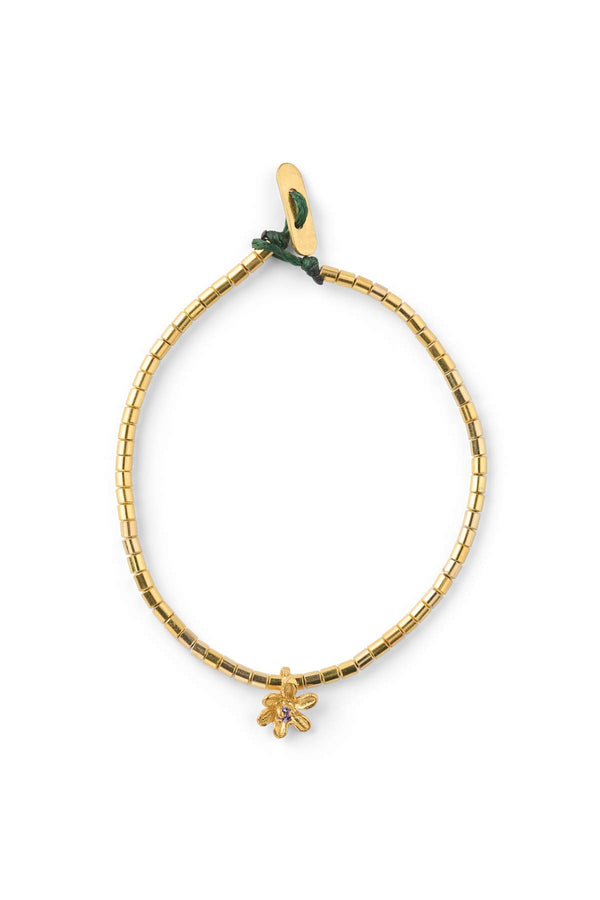 rabens saloner Tube Bead Flower Bracelet Nafsu I Gold w/ purple stone