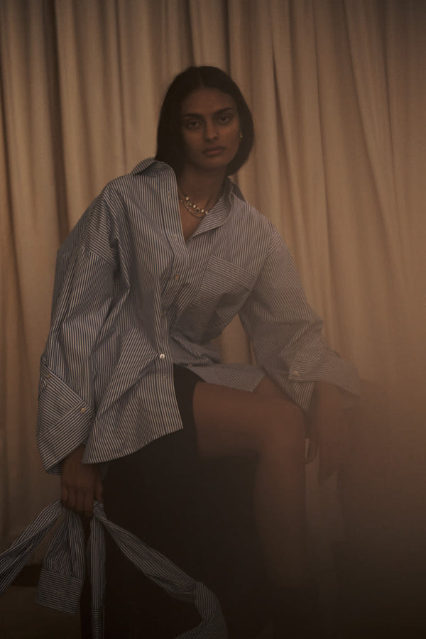 Rabens Saloner Varda Drapy Tailoring Wrap Skirt I Midnight