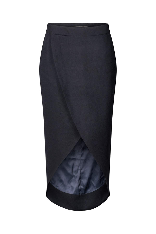 rabens saloner Varda Drapy tailoring wrap skirt I Midnight