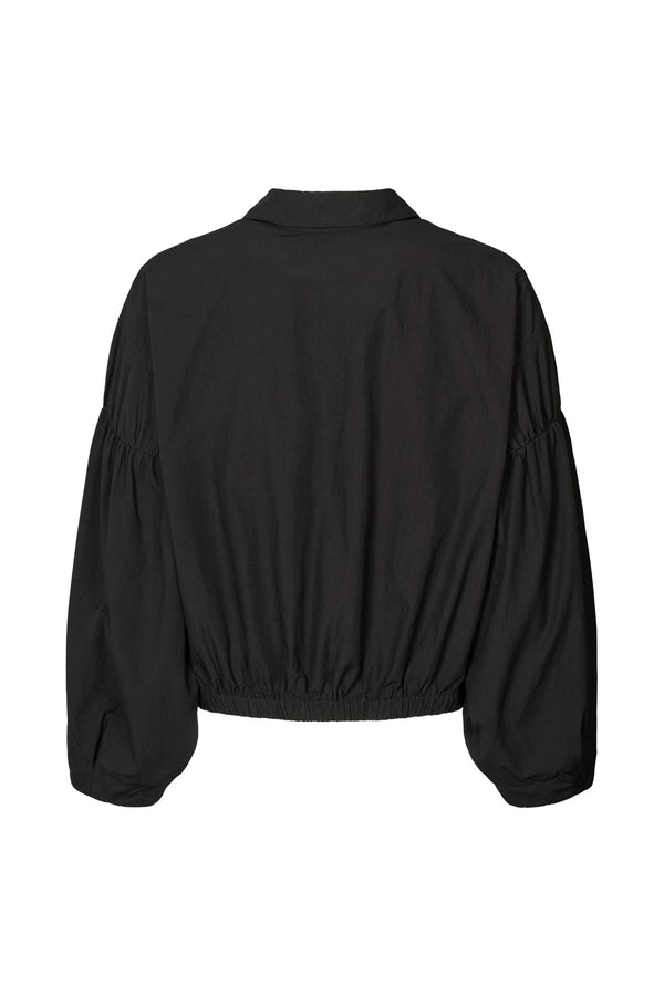 Rabens Saloner Veda Poplin Shirt Box Pleat Sleeve I Black