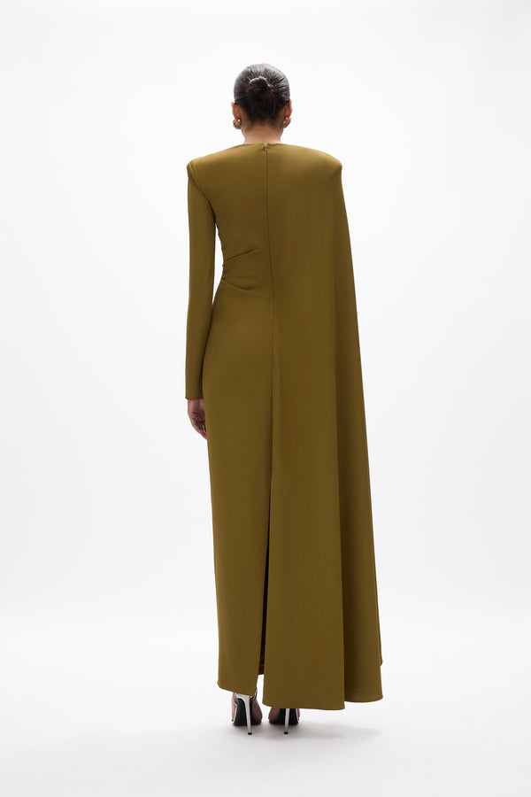 Rachel Gilbert Dion Cape Gown Army | Shop Rachel Gilbert Online – Rachel Gilbert US