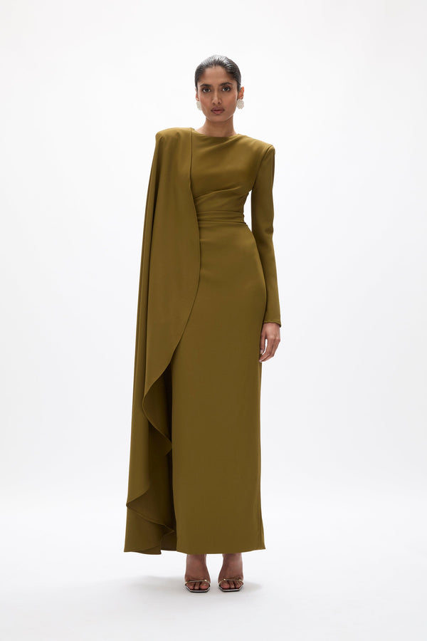 rachel gilbert Dion Cape Gown Army | Shop Rachel Gilbert Online – Rachel Gilbert US